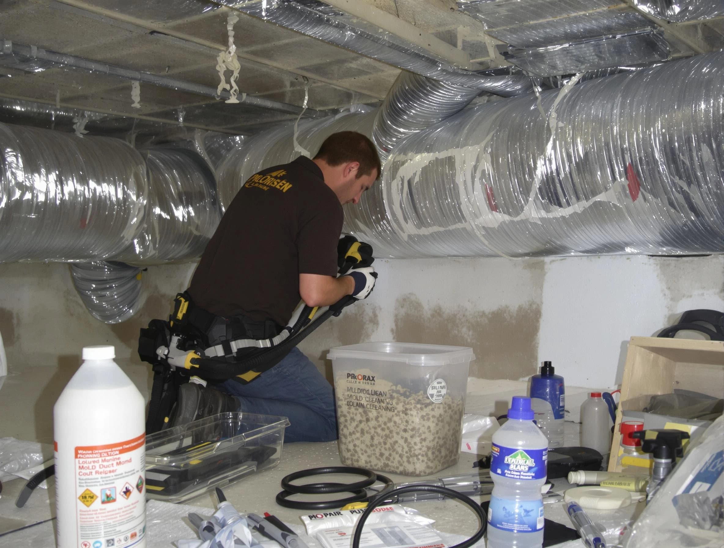 Emporia Air Duct Cleaning specialist performing professional mold removal from air ducts in Emporia