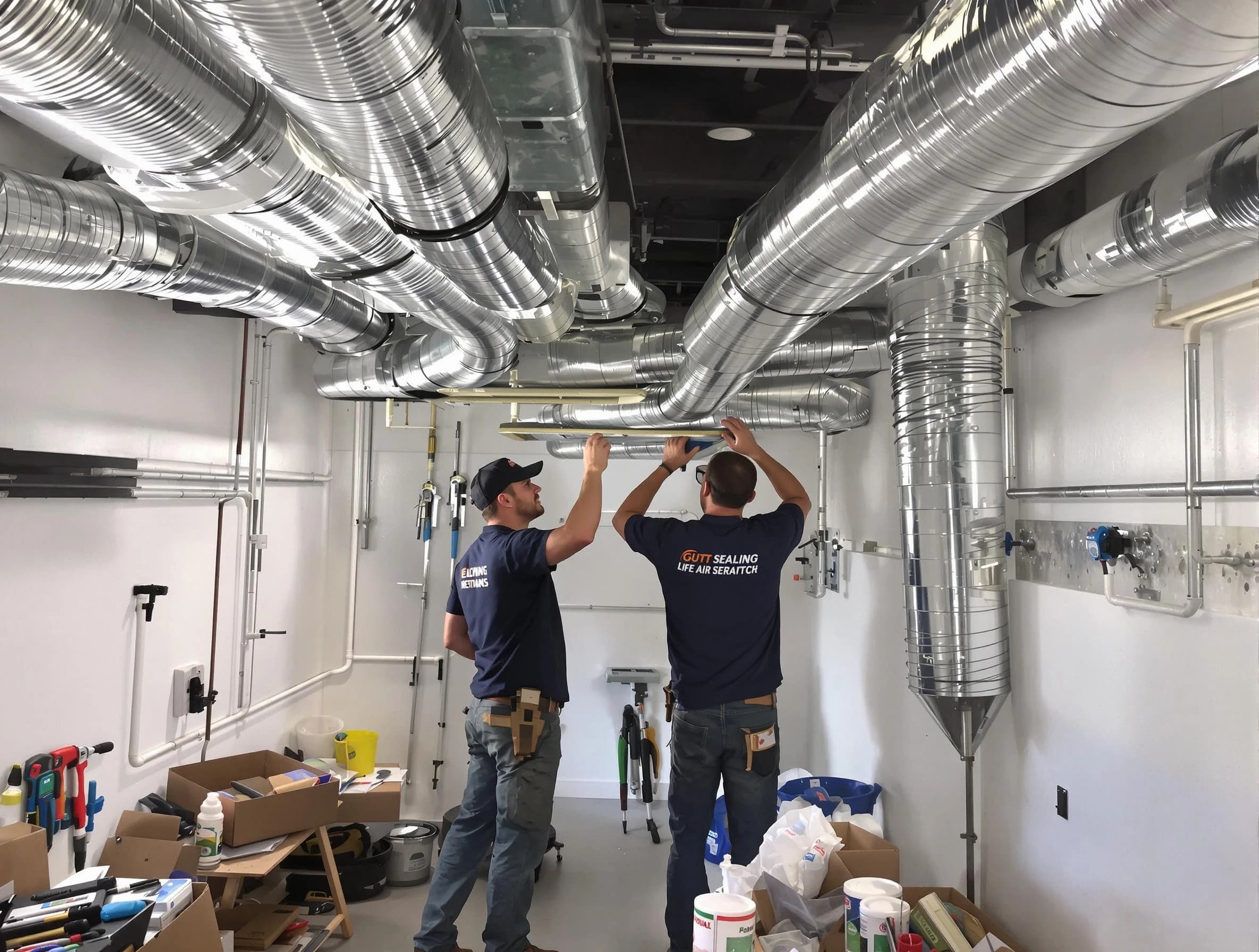 Emporia Air Duct Cleaning technician applying professional duct sealing solutions in Emporia