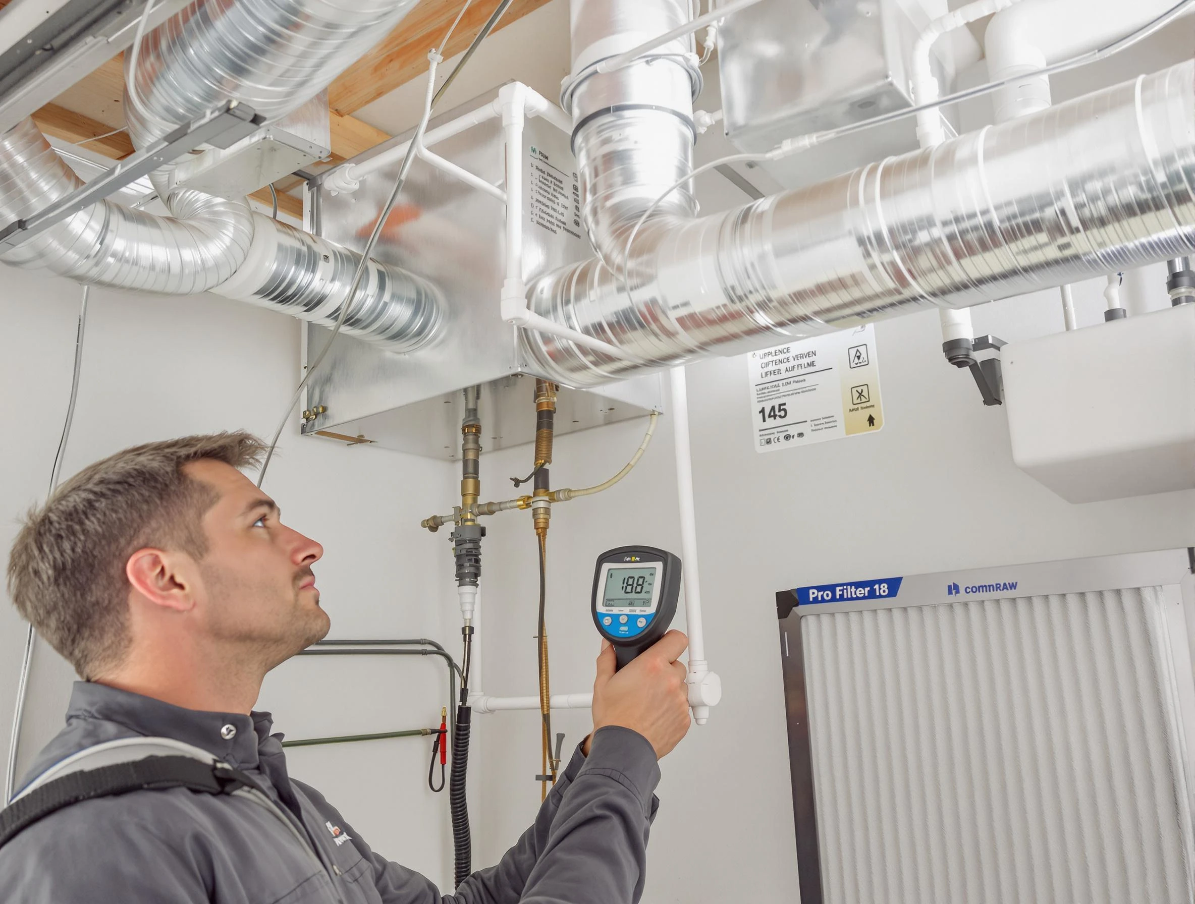 Emporia Air Duct Cleaning expert conducting detailed filter system inspection using diagnostic tools in Emporia