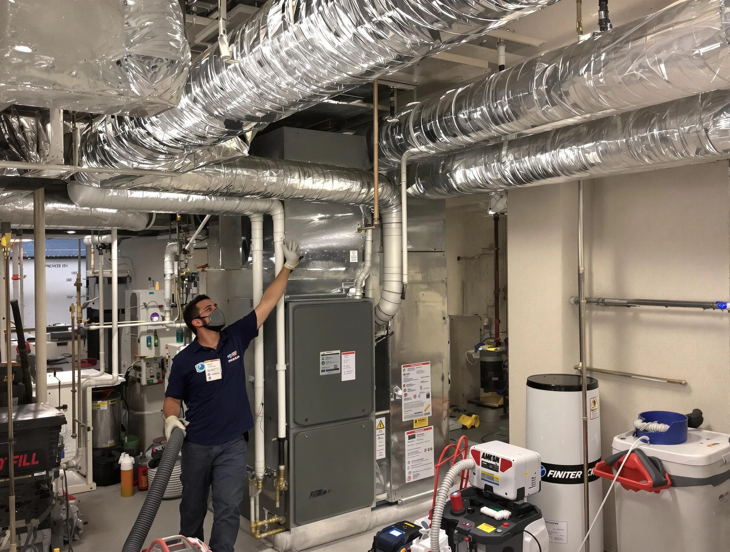 Emporia Air Duct Cleaning specialist performing thorough furnace duct cleaning in a Emporia residence
