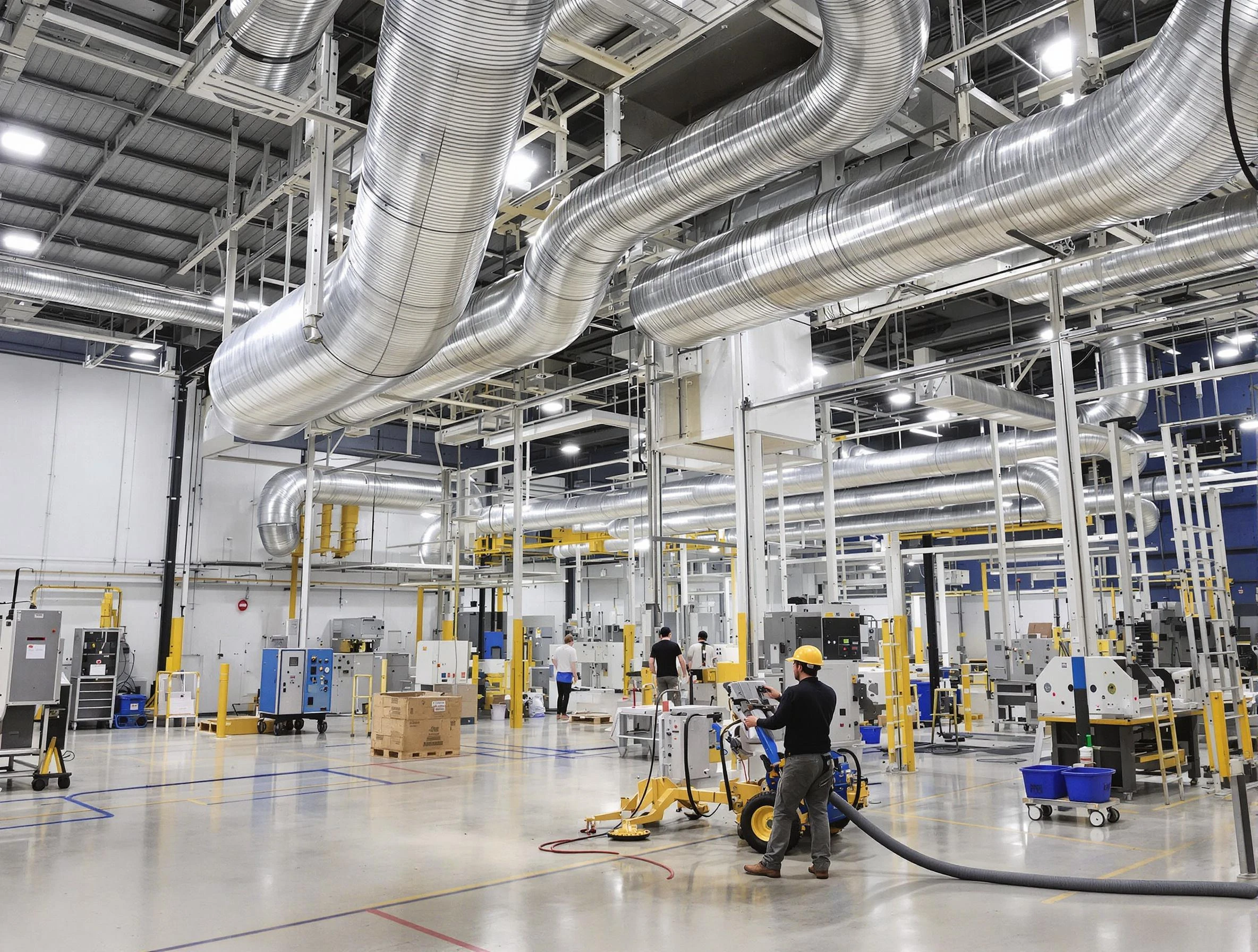 Emporia Air Duct Cleaning team performing comprehensive industrial duct cleaning at a large facility in Emporia